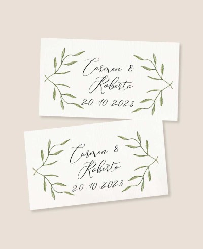 Pegatinas rectangulares horizontales para detalles de boda olivo