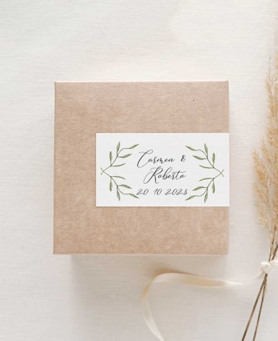 Autocollant horizontal rectangulaire pour mariages olivier