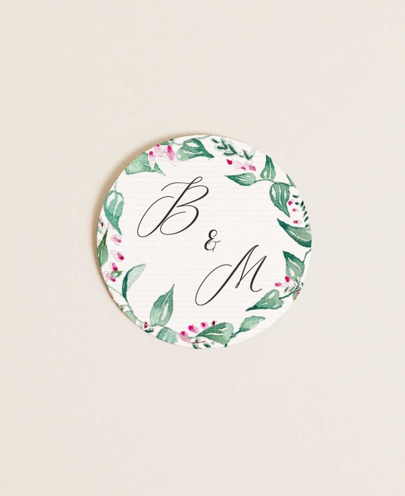 Autocollant circulaire pour détails de mariage de lierre et de bruyère Autocollant circulaire pour détails de mariage de lierre et de bruyère