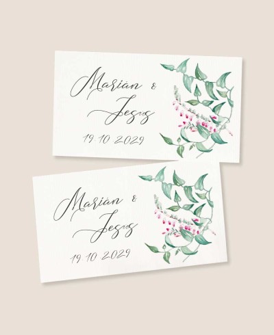 Pegatinas rectangulares horizontales para bodas colección botánica