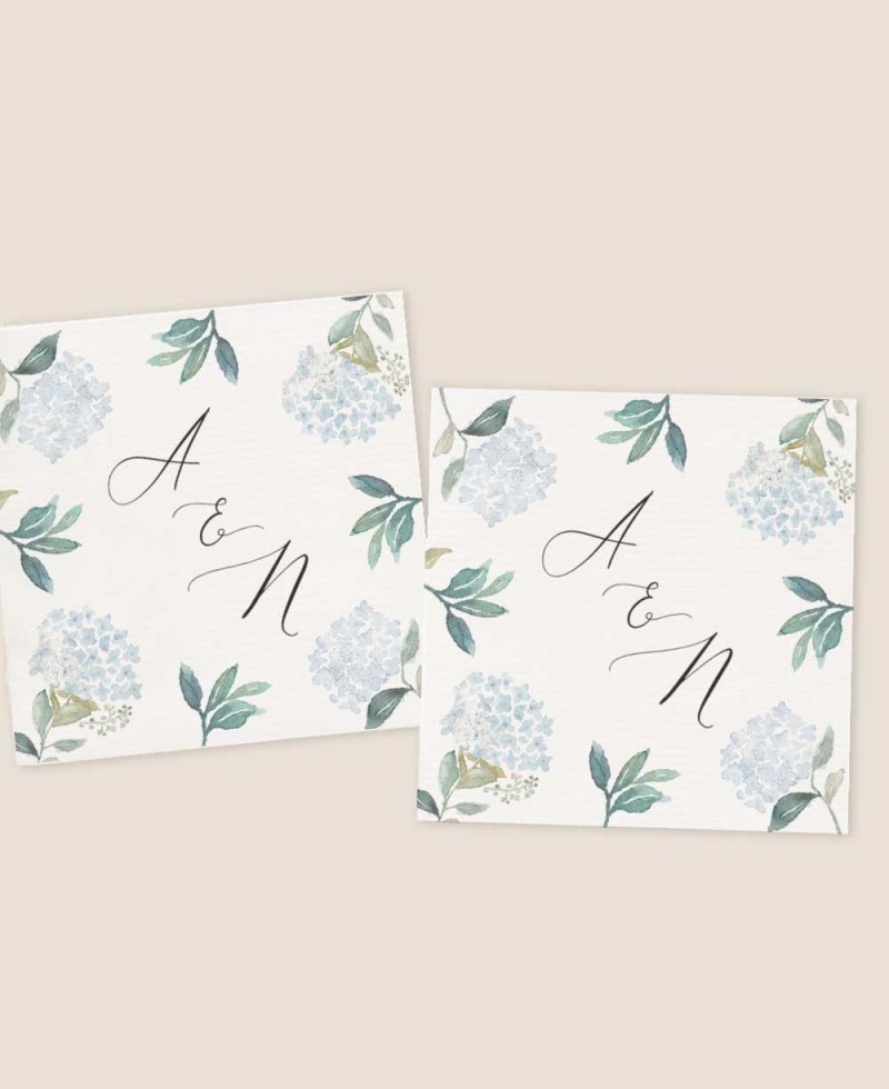 Square sticker for wedding details blue hydrangeas Square sticker for wedding details blue hydrangeas