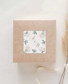 Adhesivos cuadrados para recuerdos de boda colección botánica hortensias rosas