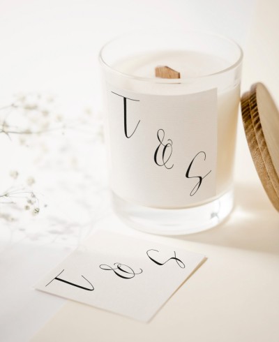 Square stickers for minimalist initial wedding gifts