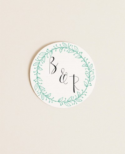 Circular sticker for wedding details polaroid collection