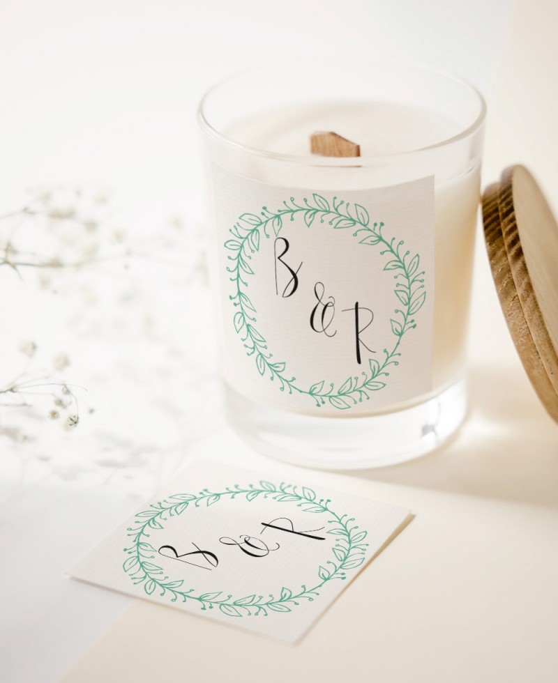 Pegatinas cuadradas para regalos de boda iniciales minimalista Pegatinas cuadradas para regalos de boda iniciales minimalista