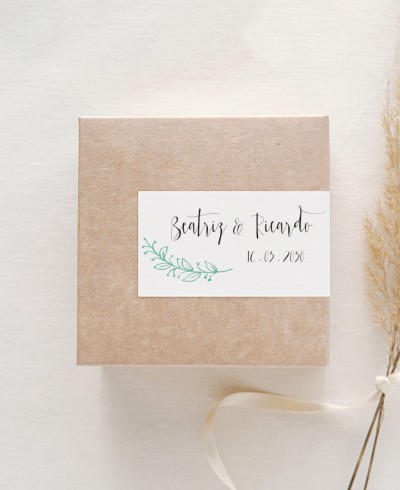 Pegatinas rectangulares horizontales para regalos de boda minimalistas