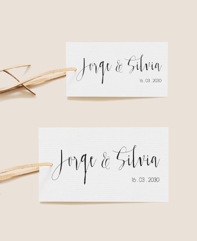 Tamanhos de etiquetas decorativas para belas lembrancinhas de casamento