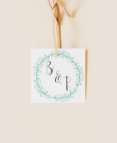 Etiquetas quadradas para presentes de casamento minimalistas