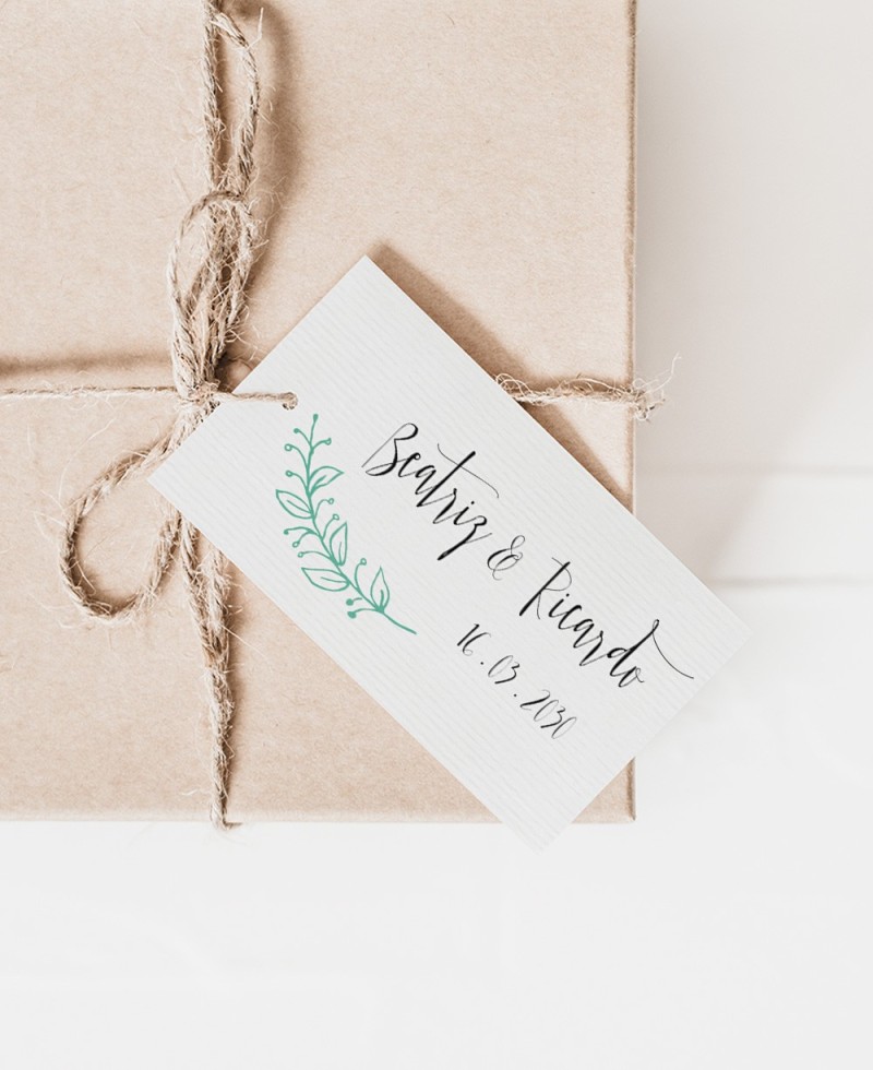 Étiquettes rectangulaires pour cadeaux de mariage avec feuilles de corsage Étiquettes rectangulaires pour cadeaux de mariage avec feuilles de corsage
