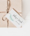 Etiquetas rectangulares para regalos de boda con ramillete hojas
