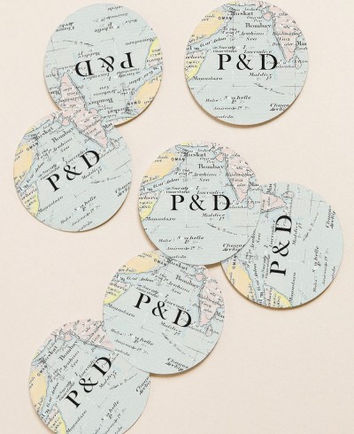 Adesivos circulares para mapa de coleção de presentes de casamento