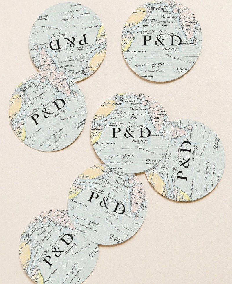 Adesivos circulares para mapa de coleção de presentes de casamento Adesivos circulares para mapa de coleção de presentes de casamento