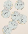 Pegatinas circulares para regalos de boda colección mapa