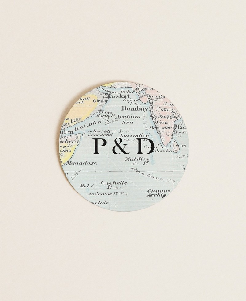 Adesivos redondos para detalhes do casamento mapa-múndi Adesivos redondos para detalhes do casamento mapa-múndi