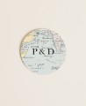 Adesivos redondos para detalhes do casamento mapa-múndi