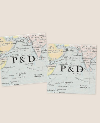 Pegatinas cuadradas para detalles de boda colección mapa