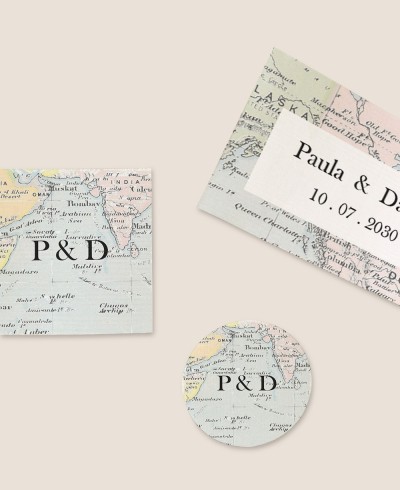 Formatos pegatinas para detalles de boda colección mapa
