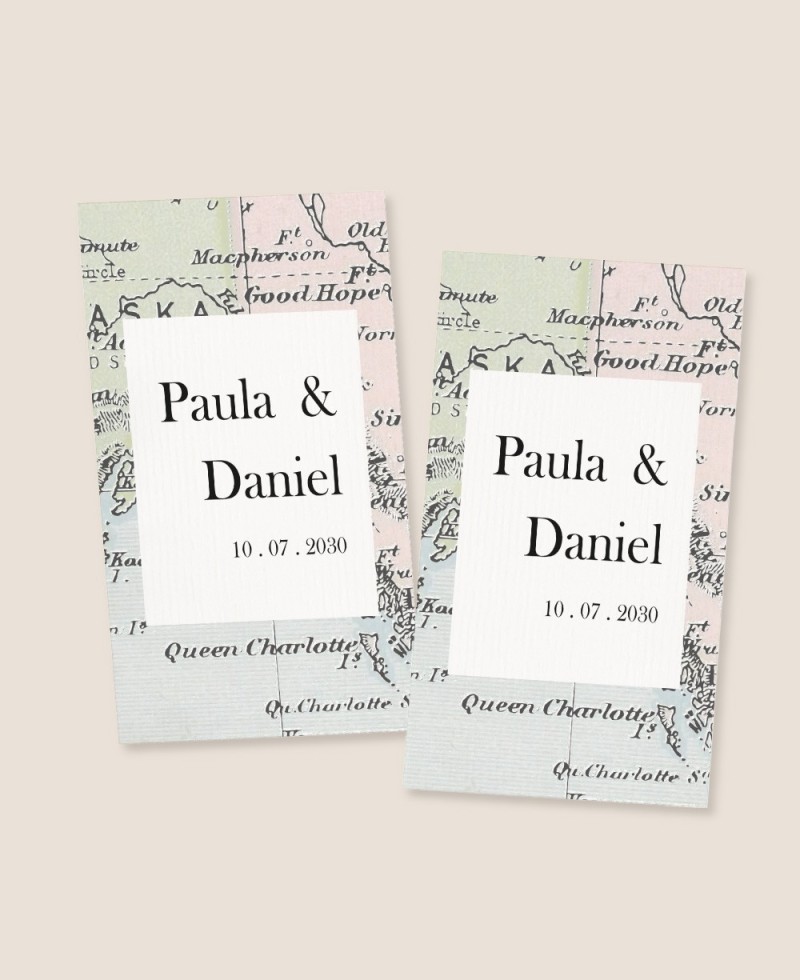 Pegatinas rectangulares verticales para detalles de boda mapamundi Pegatinas rectangulares verticales para detalles de boda mapamundi