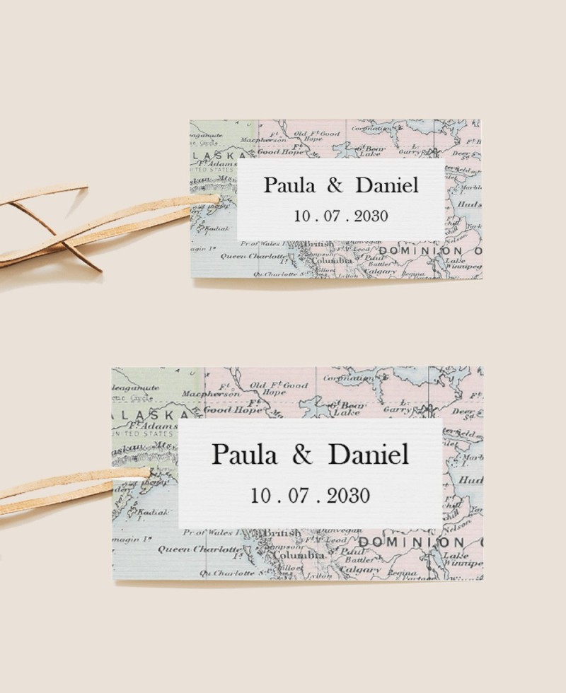 Etiquetas rectangulares para regalos de bodas mapamundi Etiquetas rectangulares para regalos de bodas mapamundi