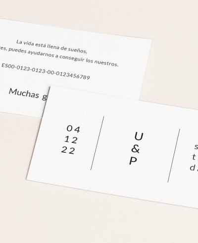Cartes de liste de mariage pour numéro de compte minimaliste