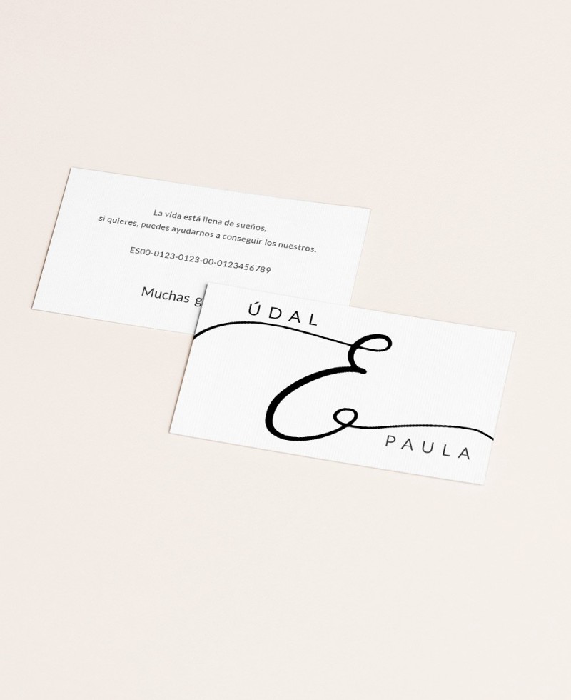 Liste de mariage cartes pour numéro de compte collection minimale Paris