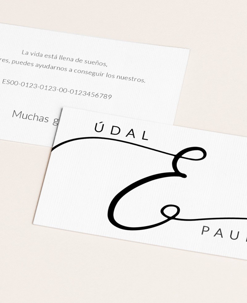 Minimalistische Hochzeitskarte für Gastgeschenke