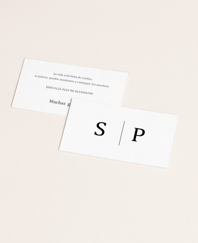Hochzeitsregisterkarte für minimalistische Kontonummer