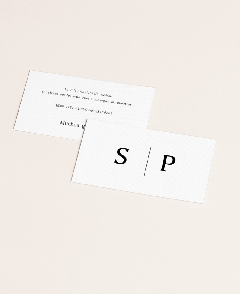 Hochzeitsregisterkarte für minimalistische Kontonummer