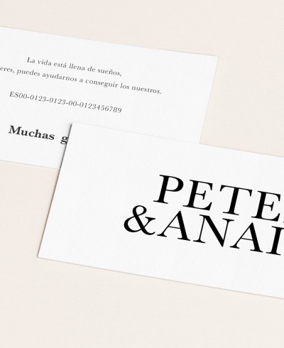 Carte d’enregistrement de mariage pour numéro de compte minimaliste
