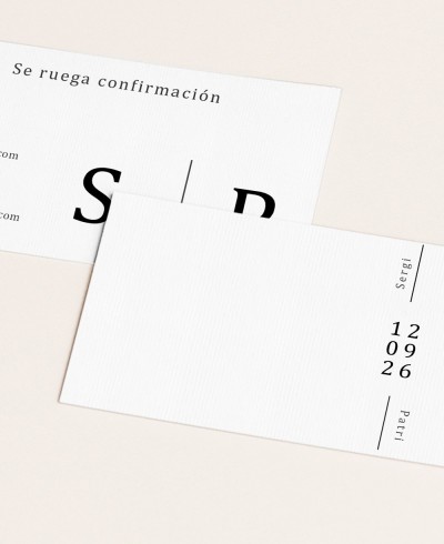 Tarjeta de confirmación de asistencia para bodas colección minimal Tokio