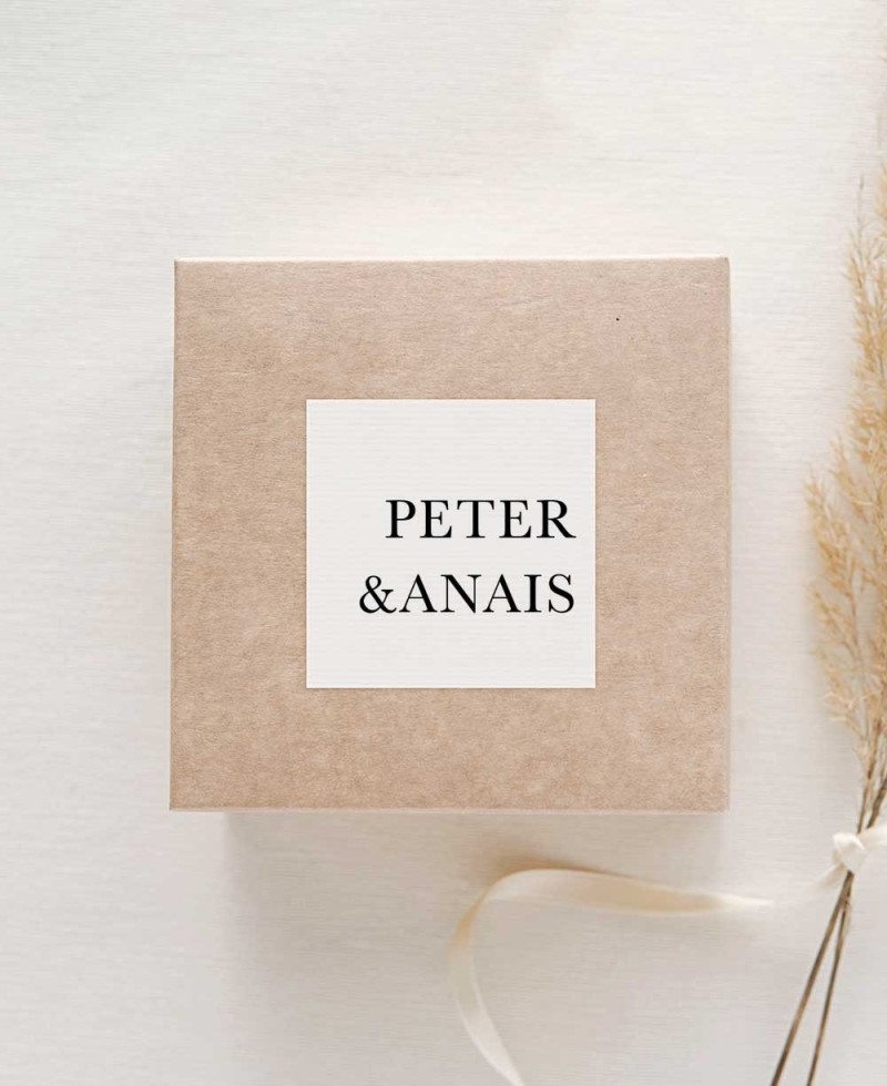 Square sticker for wedding memories with names Square sticker for wedding memories with names