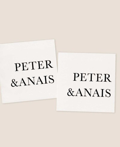 Square stickers for wedding favors with names