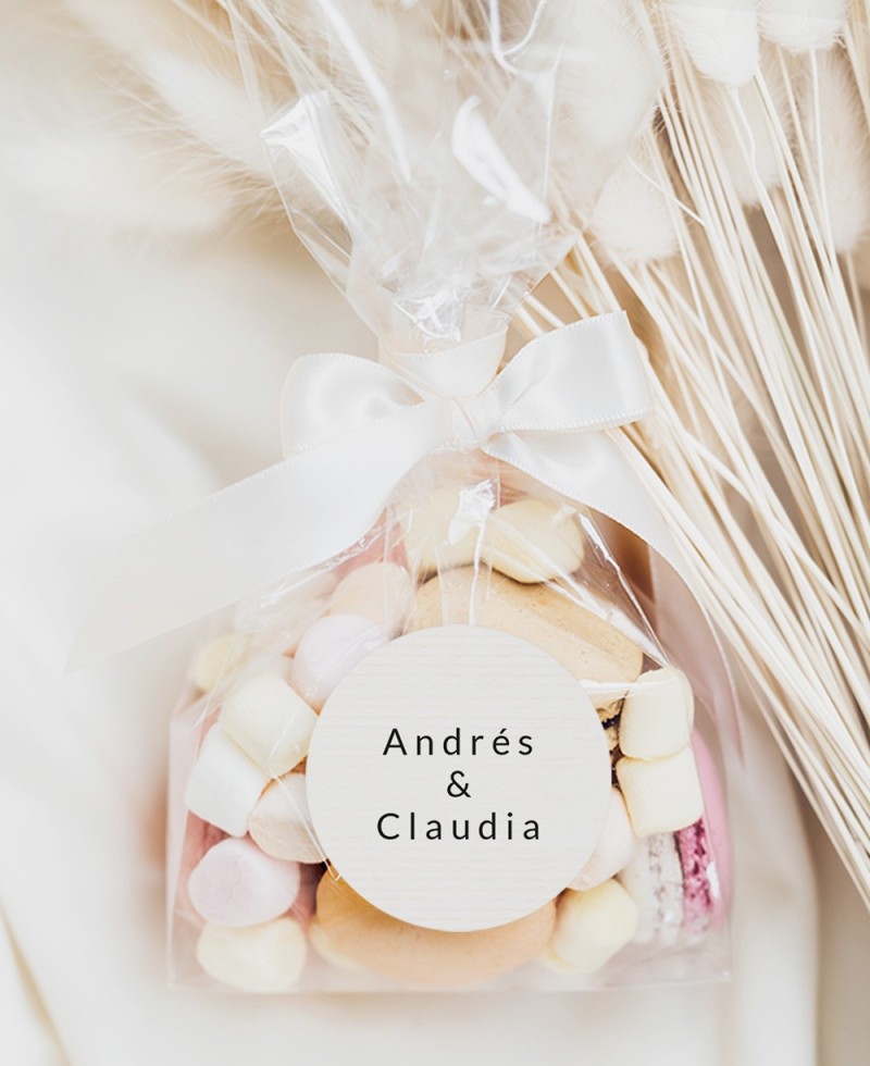Pegatinas circulares para regalos de boda minimalistas Pegatinas circulares para regalos de boda minimalistas