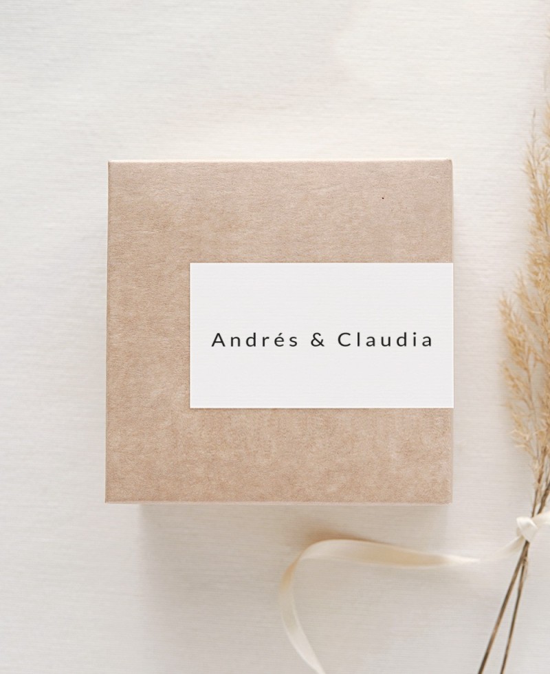 Horizontal rectangular stickers for wedding details with names Horizontal rectangular stickers for wedding details with names