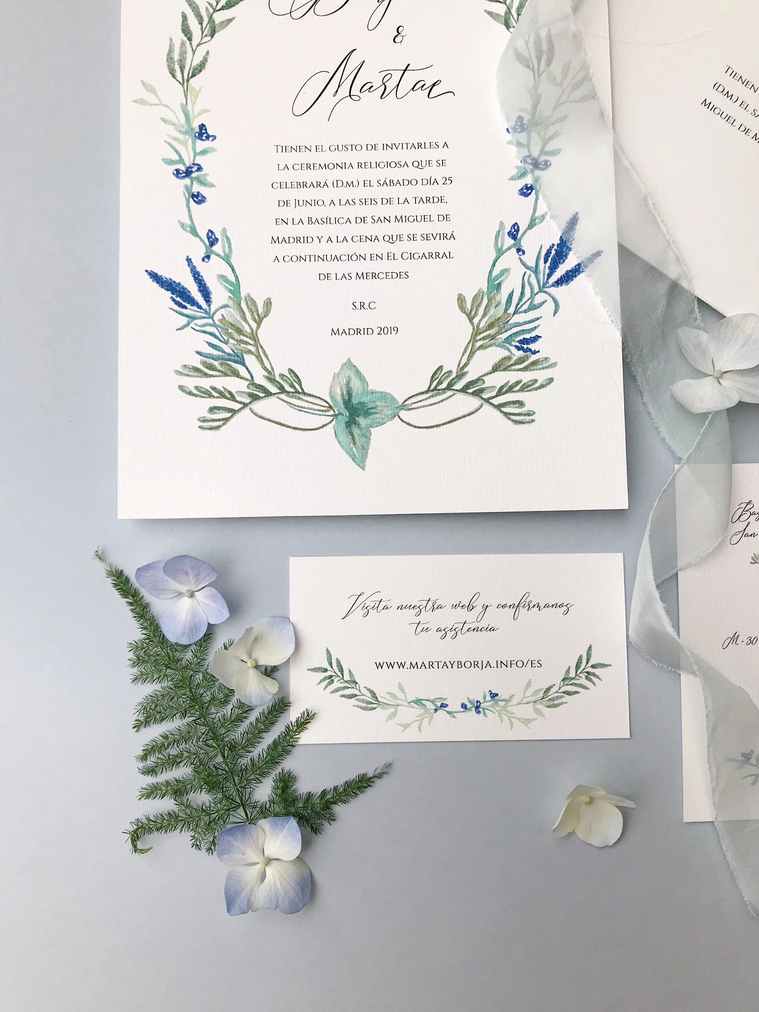 Partecipazioni di matrimonio con dettagli floreali Marmarina