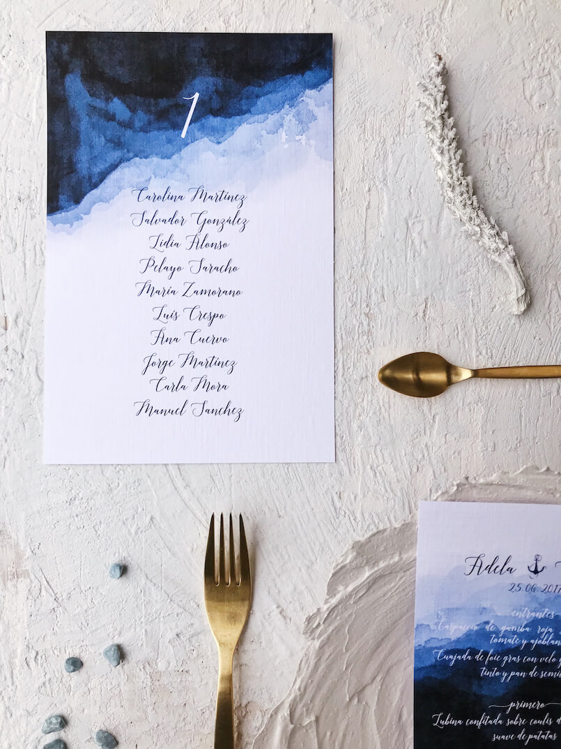 Seating plan de boda Marmarina