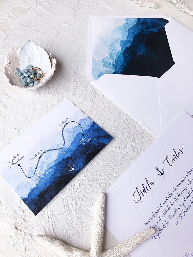 Boda Marina Invitación de boda agua Marmarina