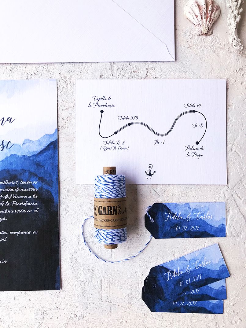 Boda temática Marina Papelería de boda Agua Marmarina