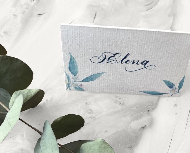 Puesto de mesa caligrafiado a mano Marmarina