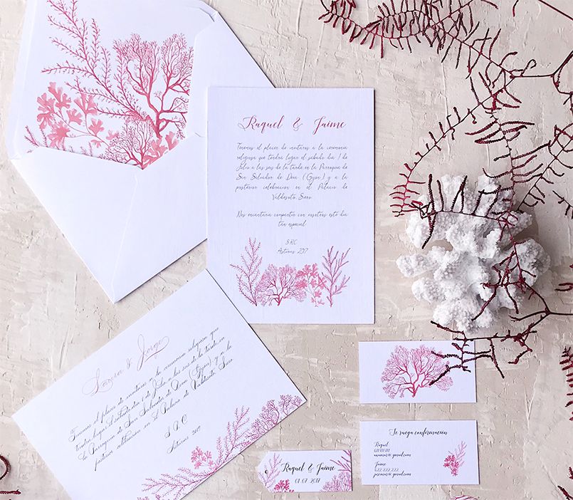 Invitaciones de boda Marineras Arrecife Coral Marmarina