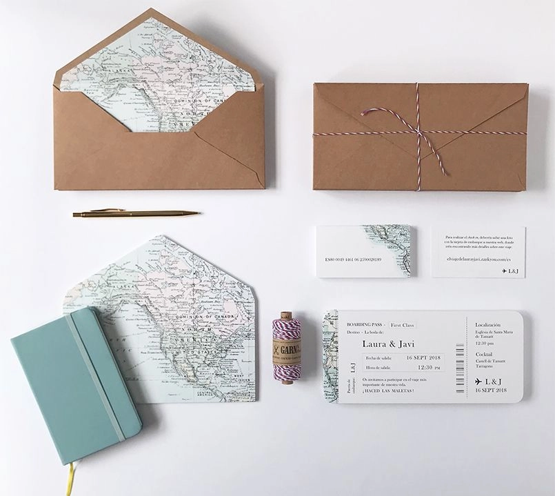 Invitación de boda Mapa y papelería complementaria Marmarina