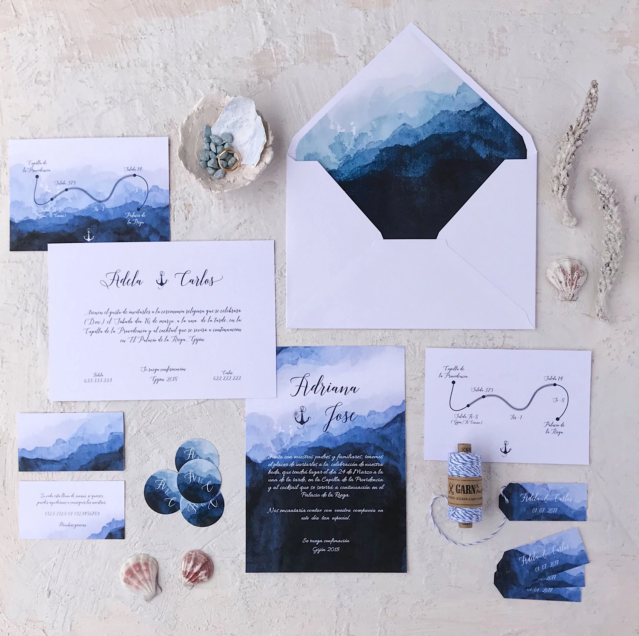 Invitaciones de boda originales marineras Marmarina